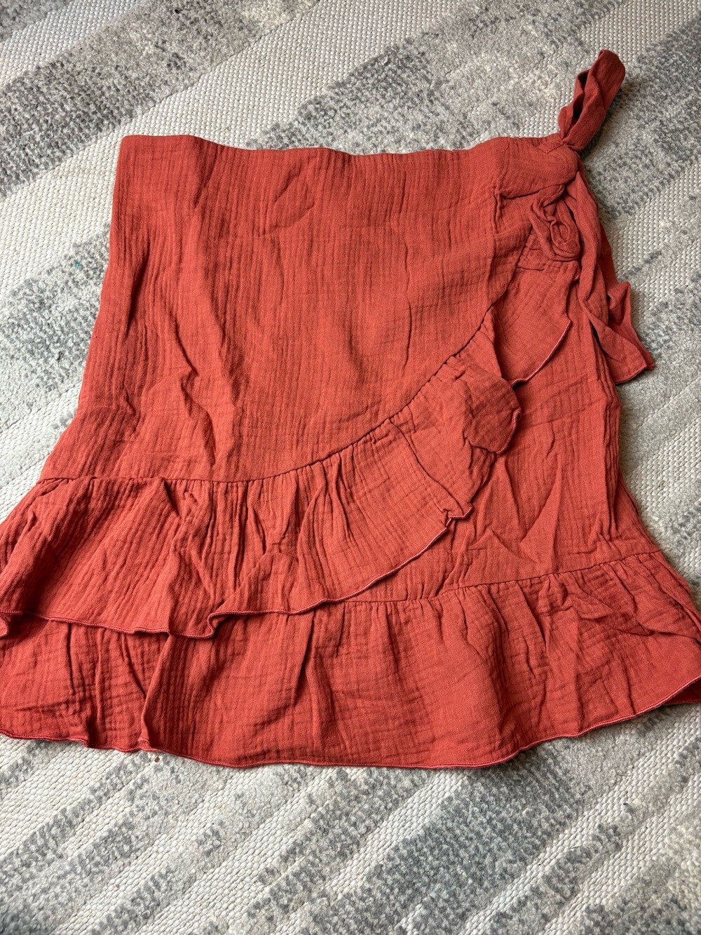 Miss U Asymmetrical Ruffle One-Shoulder Skirt in Rusted Orange